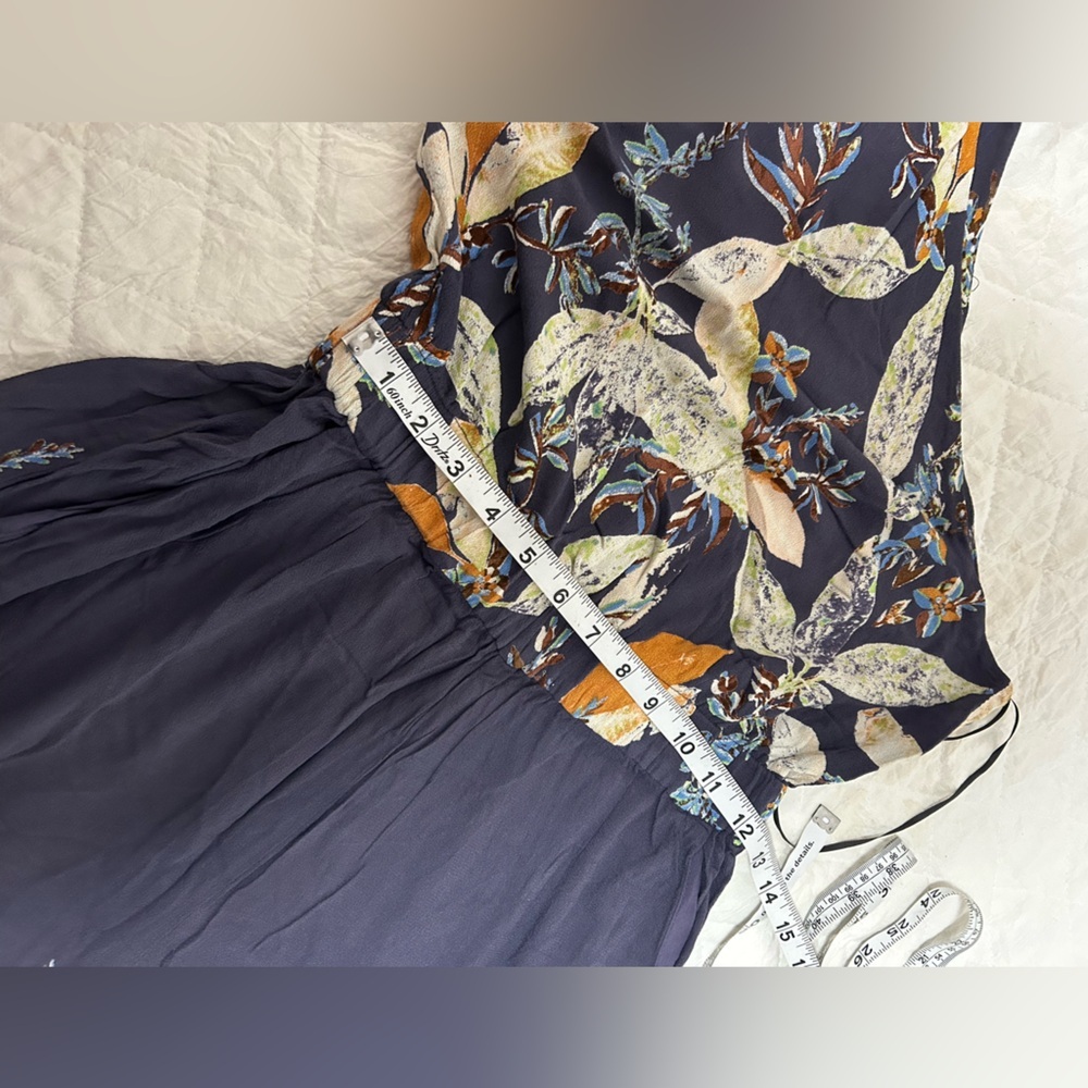 Free People One-Shoulder Floral Jumpsuit in Navy and Orange - Picture 8 of 15